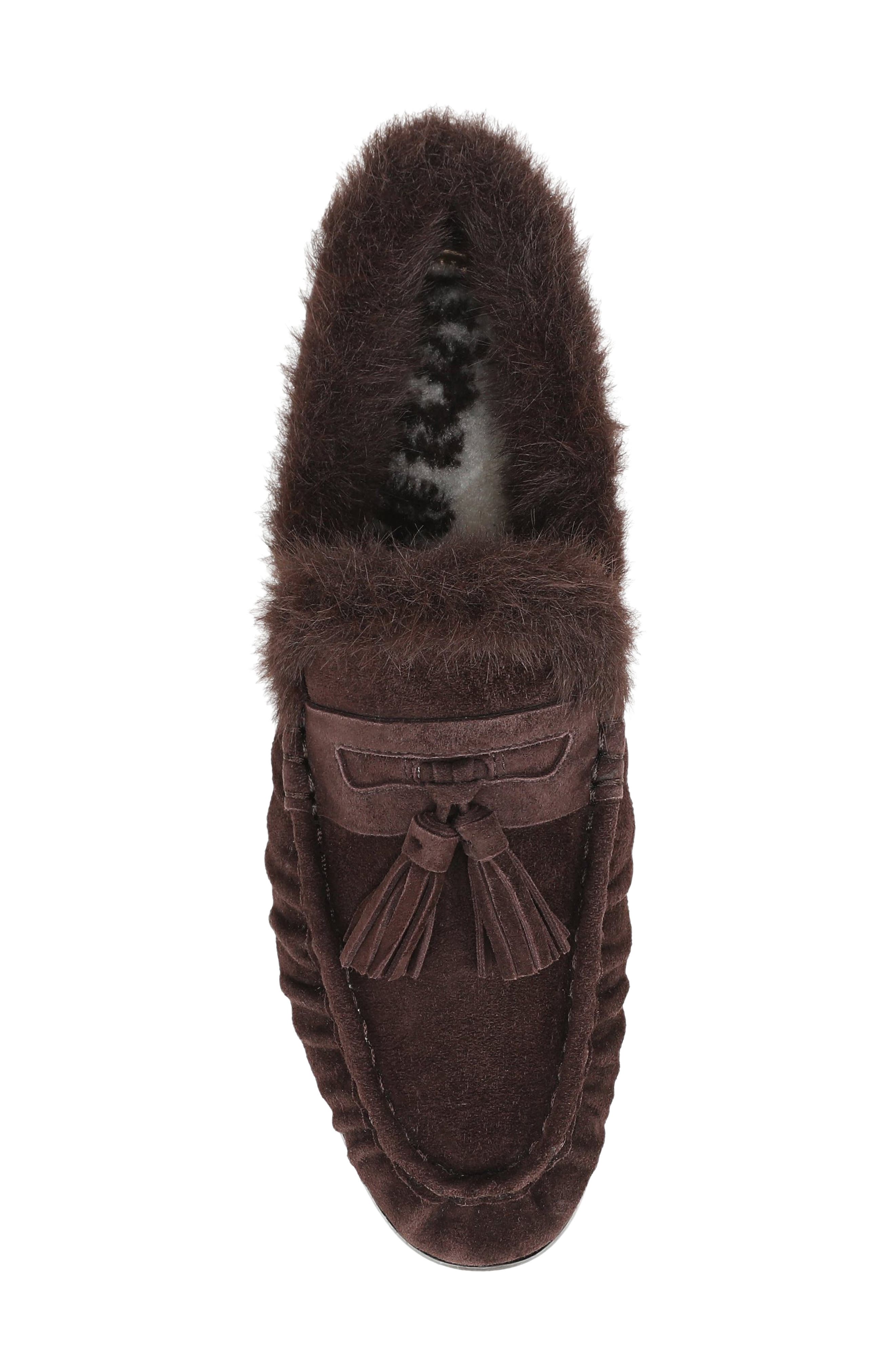 Lana Tassel Suede Loafer, Alternate, color, CAFE NOIR