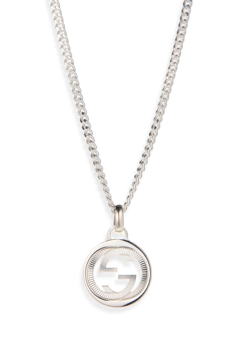 Interlocking G Pendant Necklace, Main, color, SILVER