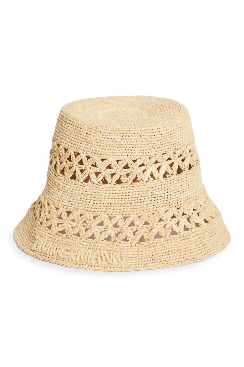 Raffia Bucket Hat, Main, color, NATURAL