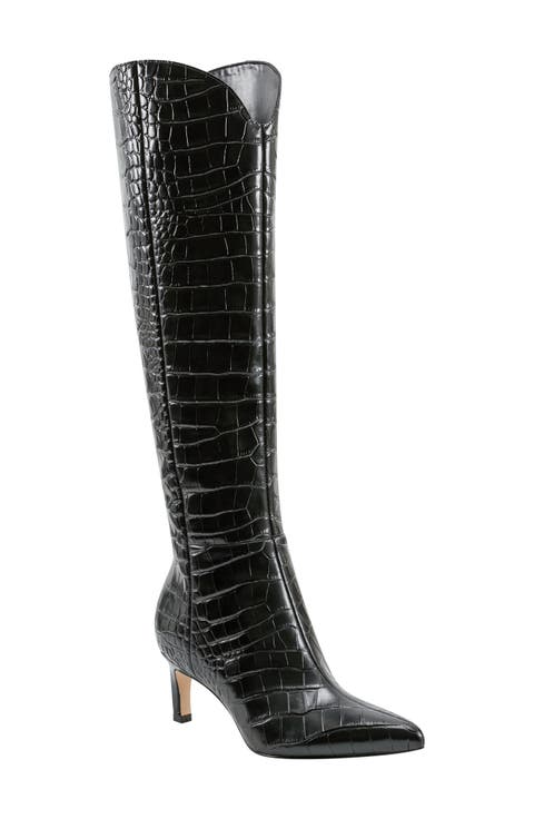 Quinnie Croc Embossed Over the Knee Boot (Women)