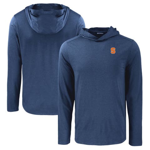 Men's Cutter & Buck Navy Syracuse Orange Coastline Epic Comfort Eco Recycled Long Sleeve Hoodie T-Shirt