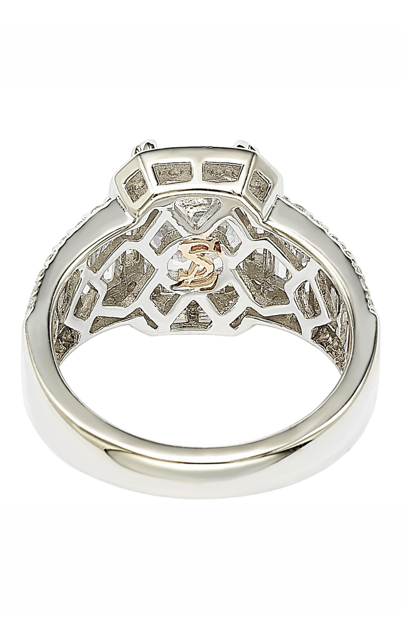 SUZY LEVIAN Sterling Silver Emerald-Cut & Round-Cut Cubic Zirconia ...