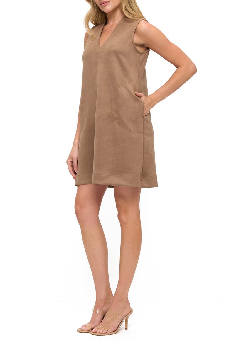 Faux Suede Sleeveless Minidress, Alternate, color, TAUPE