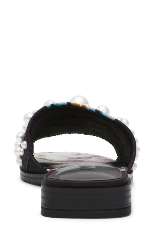 Anne Klein Eugenie Faux Pearl Slide Sandal In Black Floral