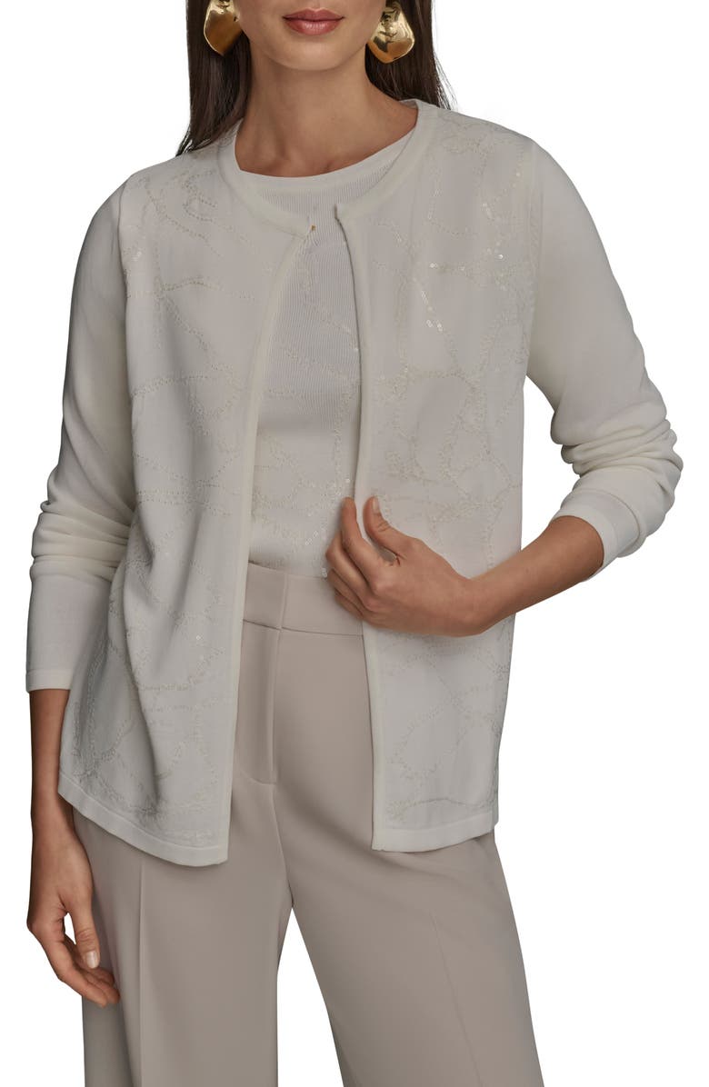 Donna Karan New York Sequin Cardigan, Alternate, color, 
