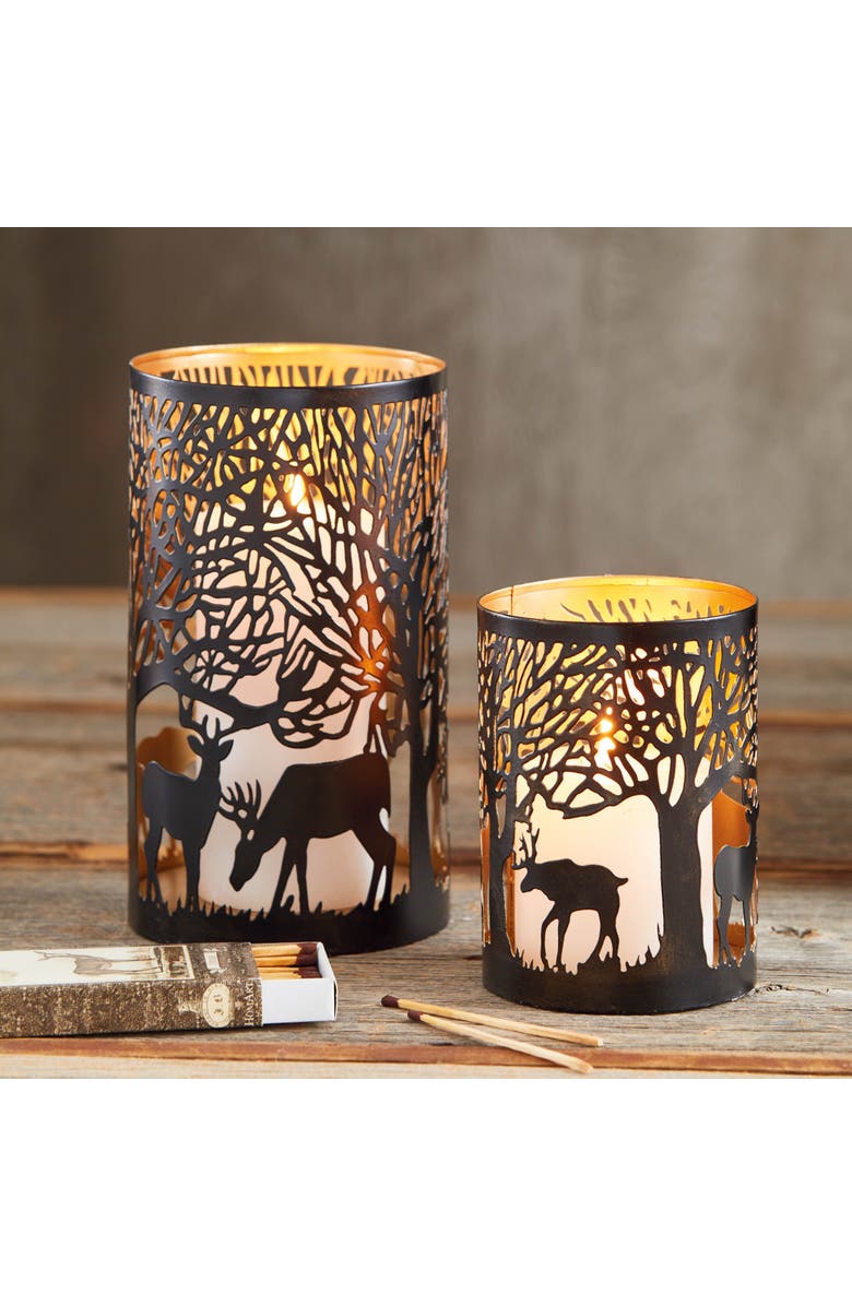 tag Forest Luminary Black Iron Pillar Candle Holders Elegant Decor, Alternate, color, Black