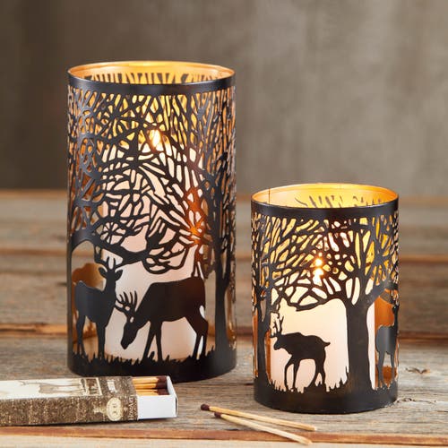 Tag Forest Luminary Black Iron Pillar Candle Holders Elegant Decor In Black