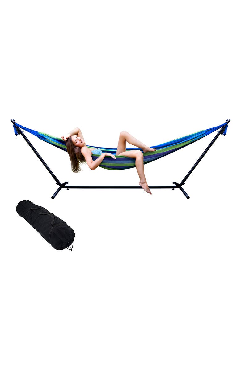 SORBUS Steel Stand Double Hammock, Alternate, color, Multi