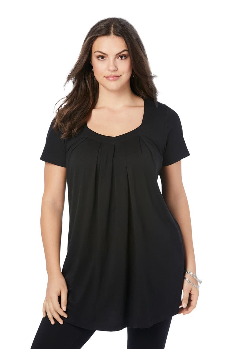 Roaman's Ultimate Pleatneck Tunic, Main, color, Black