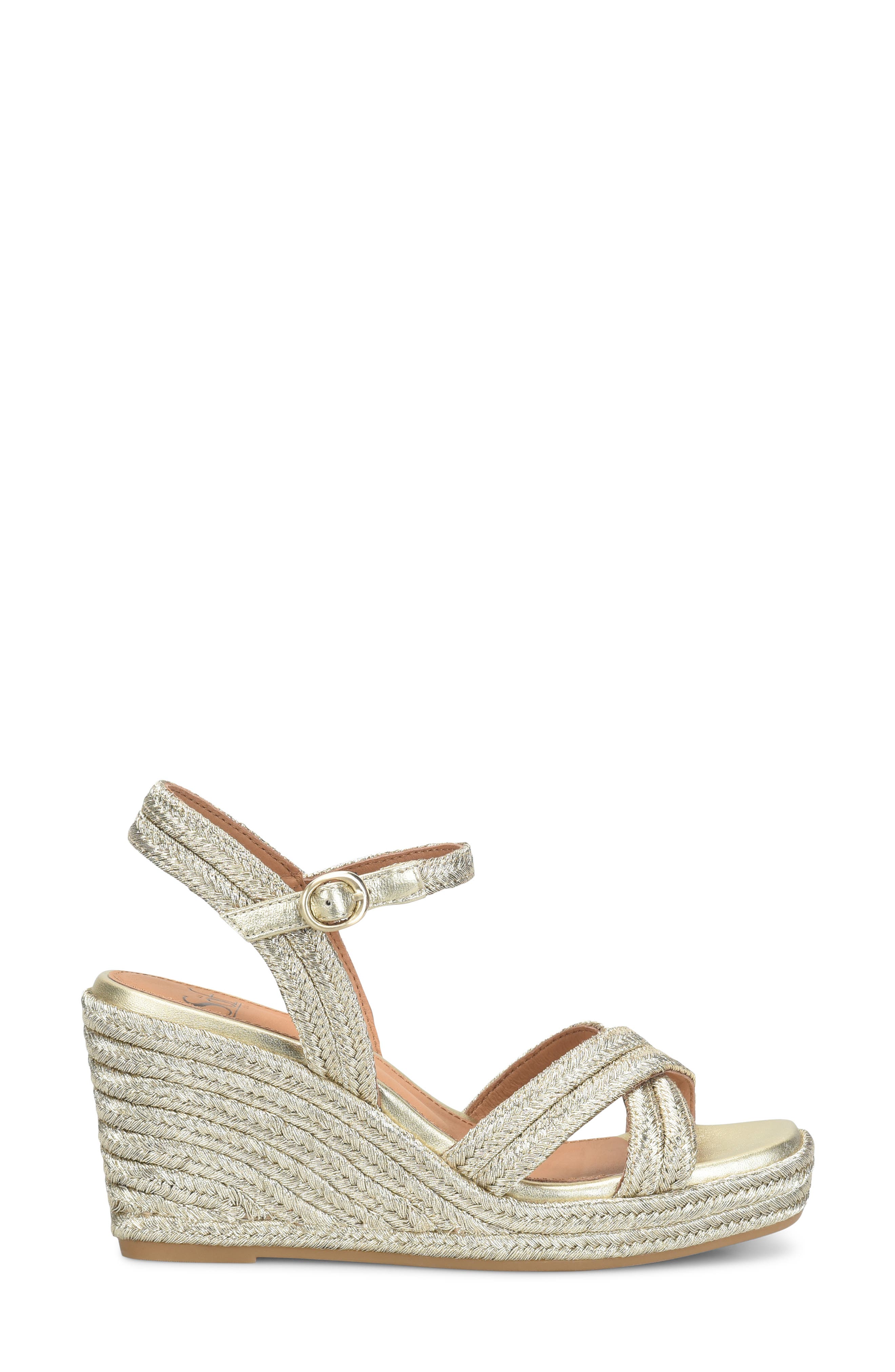 Söfft Newbury Espadrille Ankle Strap Platform Wedge Sandal, Alternate, color, Platino