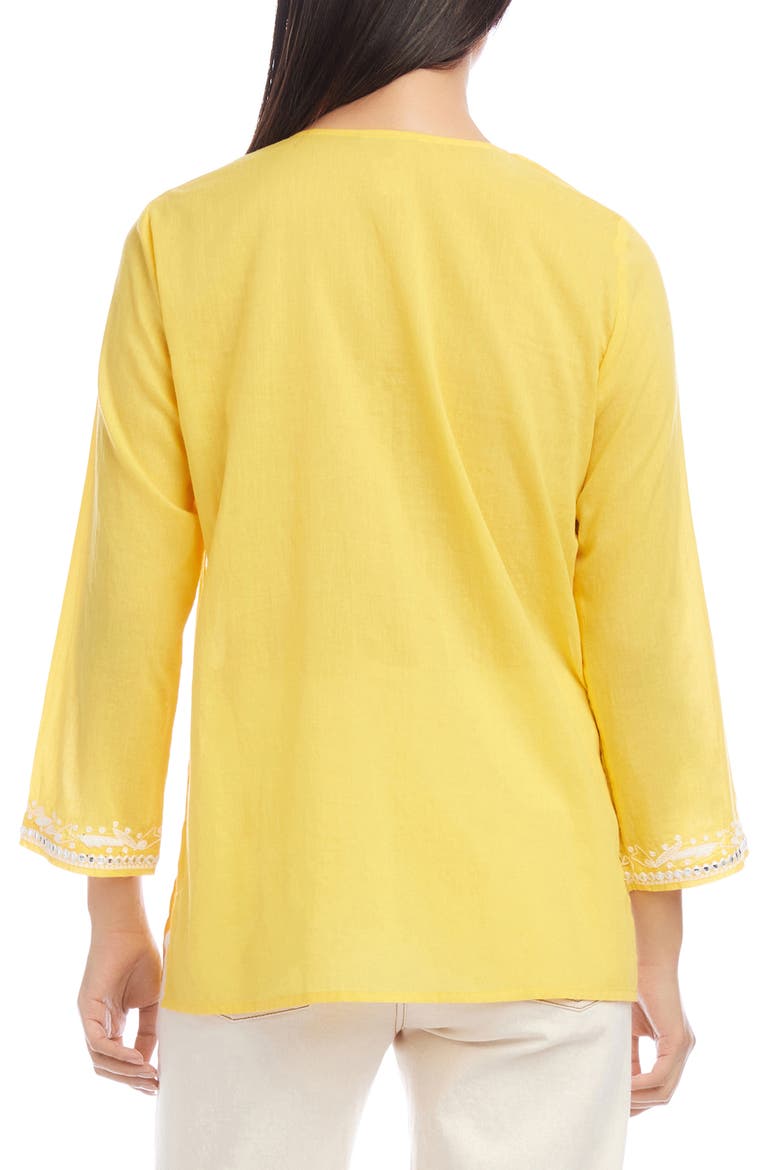 Embroidered Cotton Tunic Top, Alternate, color, YELLOW