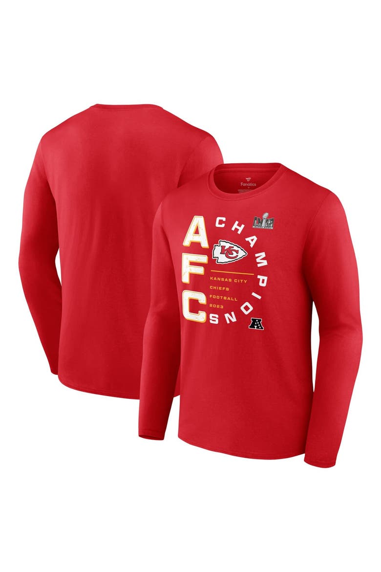 Men's Fanatics Branded Red Kansas City Chiefs 2023 AFC Champions Right Side Draw Long Sleeve T-Shirt, Alternate, color, Red