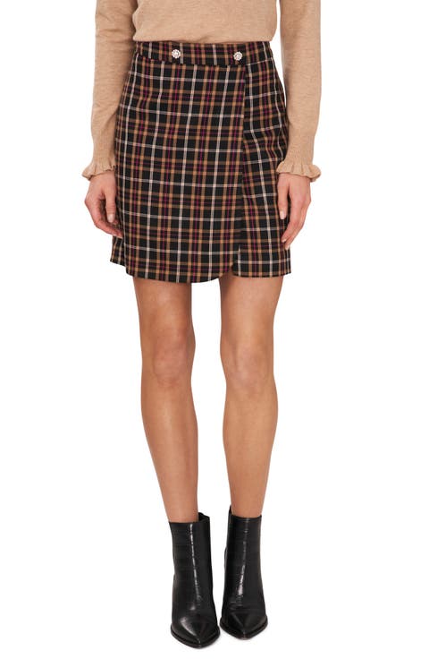 Plaid Wrap Miniskirt