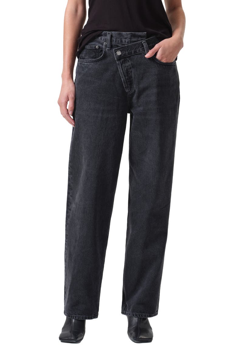 AGOLDE Crisscross High Waist Organic Cotton Straight Leg Jeans, Main, color, Shambles