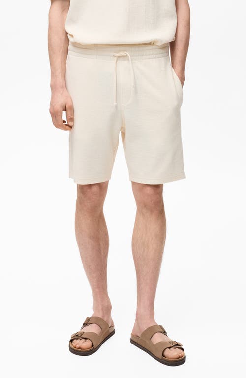 Mango Textured Drawstring Shorts In White