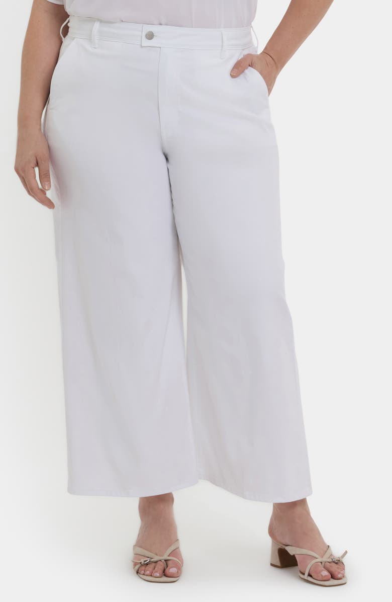 NYDJ Mona High Waist Ankle Wide Leg Trouser Jeans, Main, color, Optic White