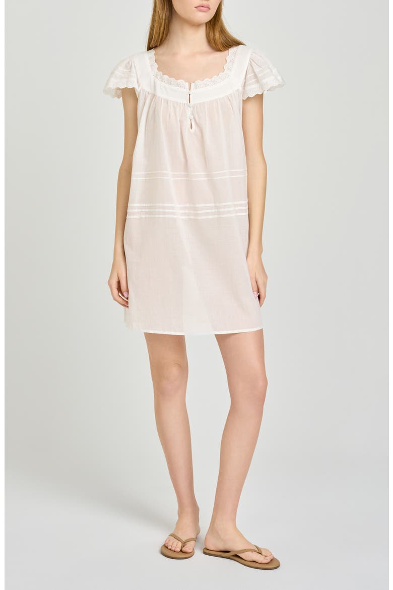 x Hannah Lovey Porter Bianca Eyelet Detail Cotton Minidress (Nordstrom Exclusive), Main, color, IVORY