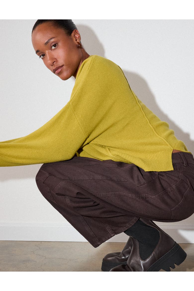 100% Wool Seam Detail Crew Knit Jumper, Alternate, color, Yellow