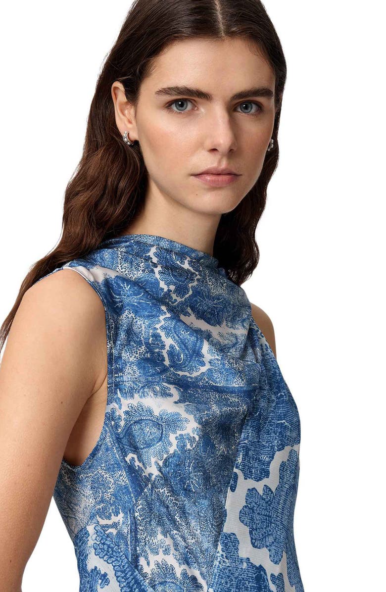 AllSaints Prue Paisley Floral Asymmetric Hem Dress, Alternate, color, Joanne Blue