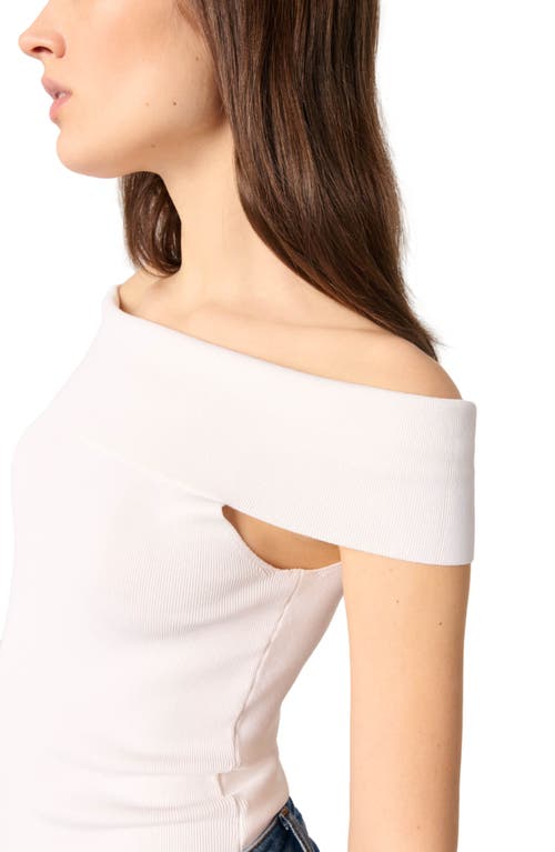 Maje Womens Blanc Bardot-neck Slim-fit Stretch-woven Top In White