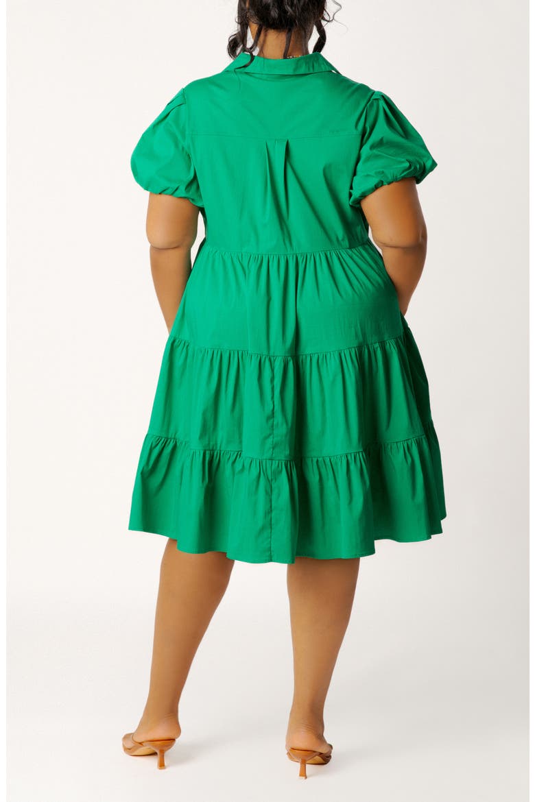 Puff Sleeve Tiered Dress, Alternate, color, GREEN
