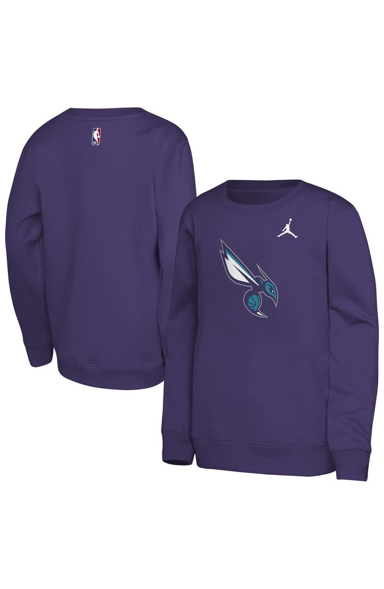 Jordan Brand Youth Jordan Brand Purple Charlotte Hornets Courtside Statement Edition Sweatshirt, Main, color, Purple