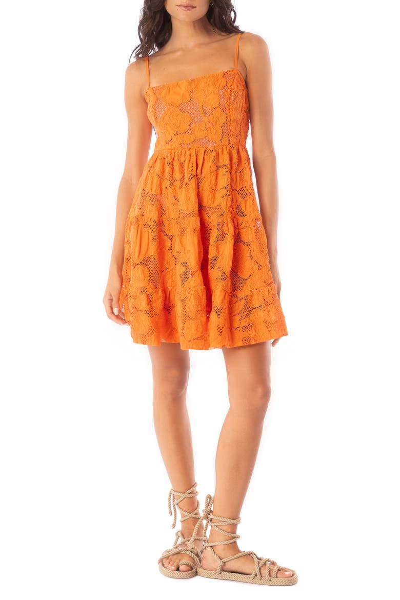 Ginger Garden Emily Cotton Cover-Up Dress, Main, color, BRIGHT ORANGE
