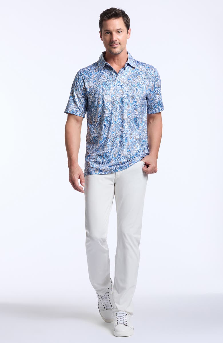 Robert Graham Matos Paisley Print Knit Performance Polo, Alternate, color, White