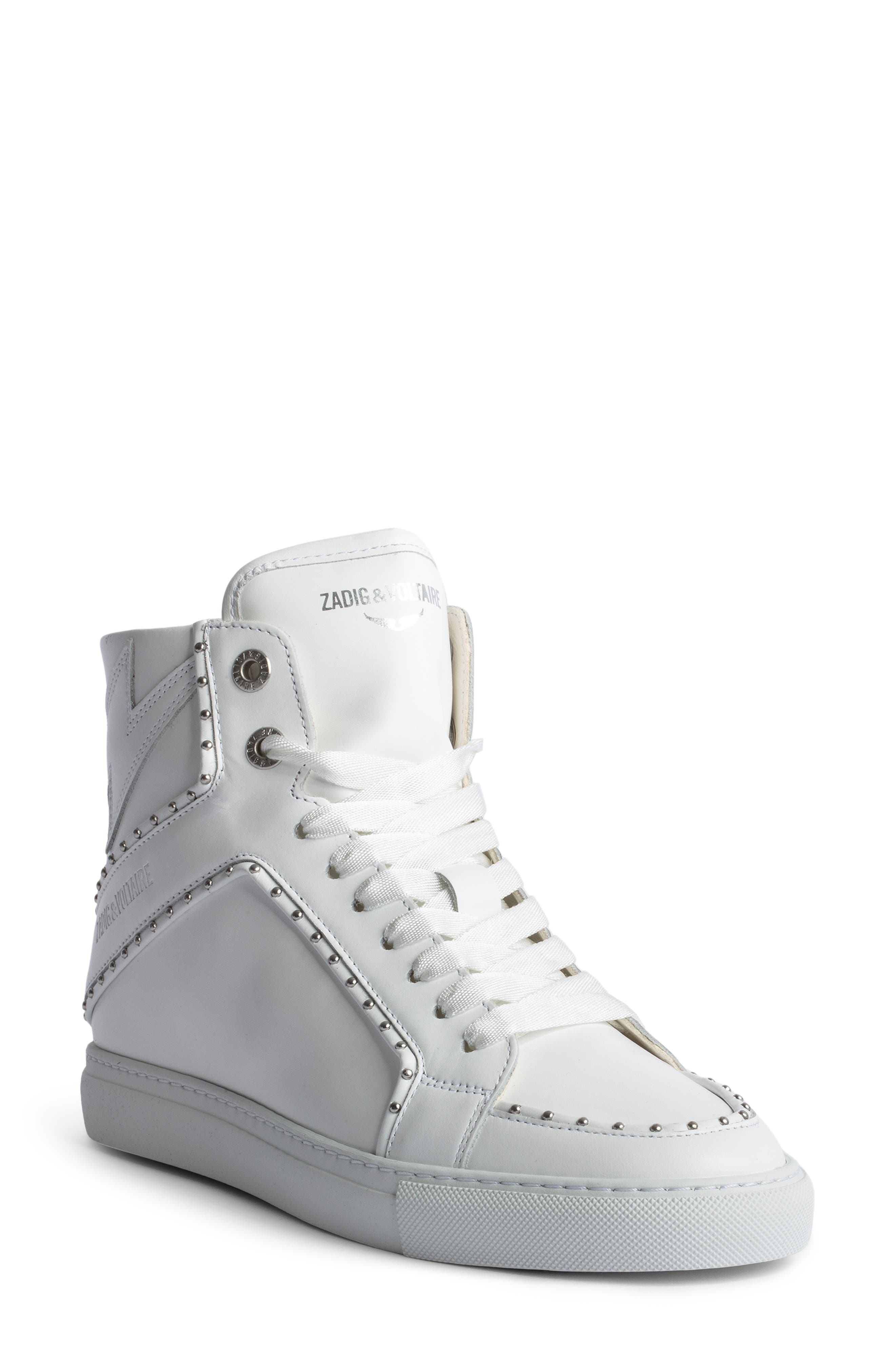 Zadig & Voltaire High Flash Smooth Platform Sneaker, Main, color, 