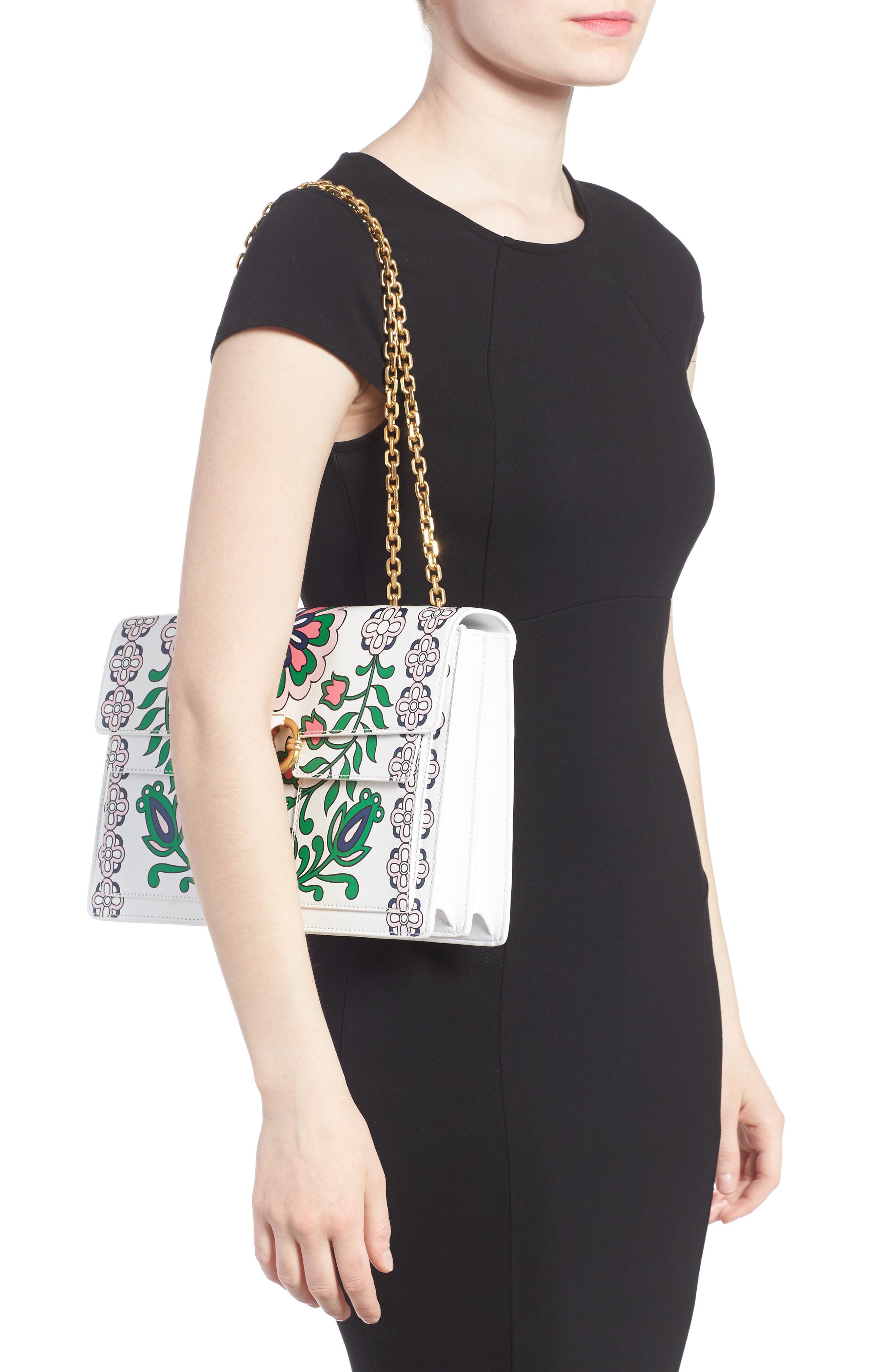 Gemini Link Large Leather Shoulder Bag, Alternate, color, GARDEN PARTY
