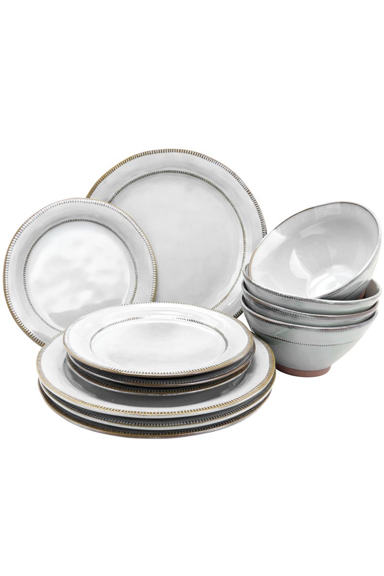Terranea 12 Piece Stoneware Dinnerware Set , Service for 4, Main, color, White