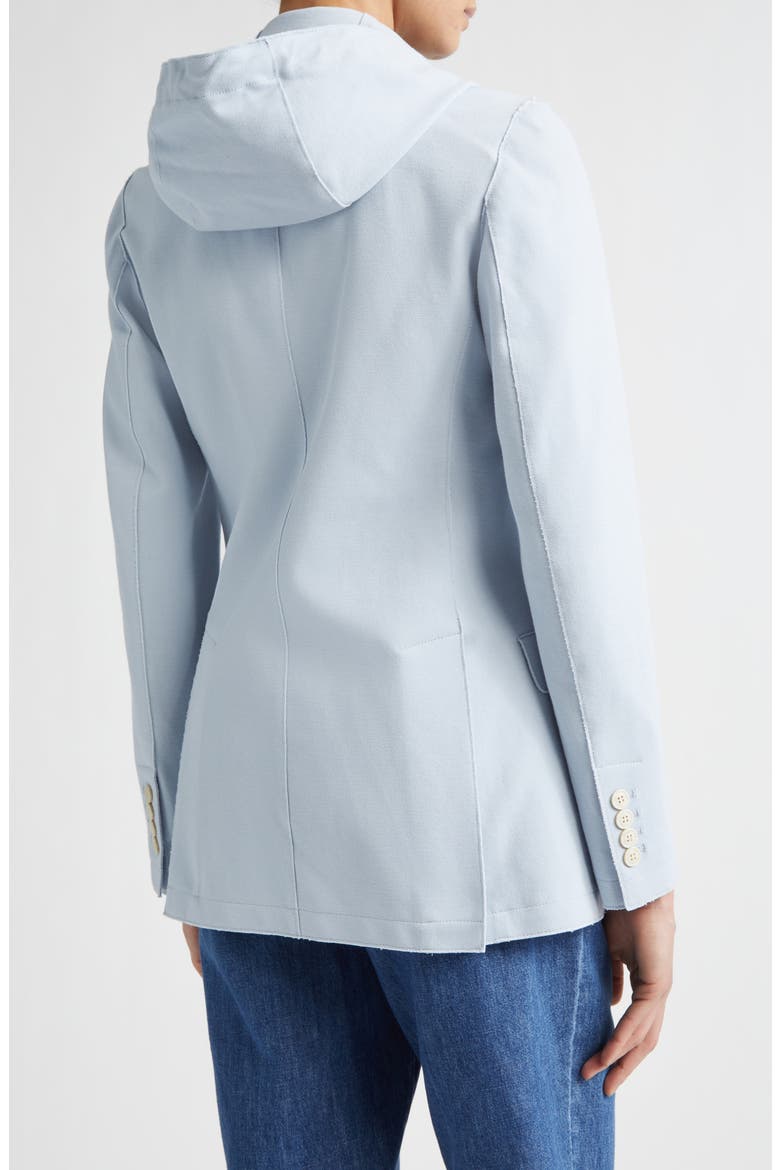 Laser Cut Cotton Blend Knit Jacket with Hooded Zip Inset, Alternate, color, 130 SKY BLUE