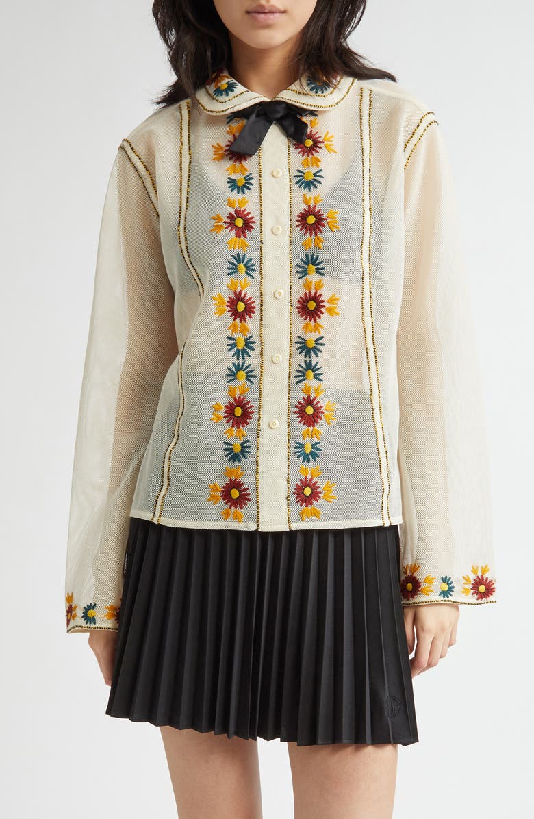 Bode Candyfloss Cotton Blouse, Main, color, White Multi