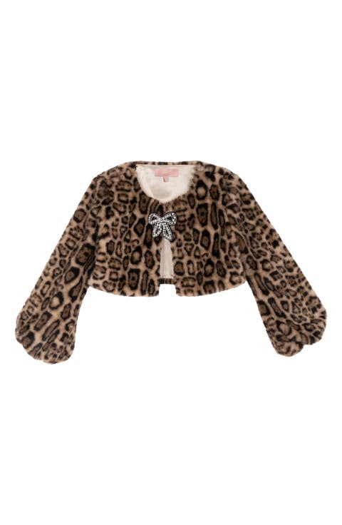 Kids' Faux Fur Leopard Print Jacket