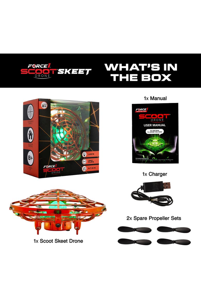 Force1 Scoot Skeet Drone Game (Drone Only)- Orange, Alternate, color, Orange