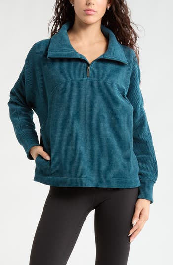 Zella Half Zip Waffle Stitch Sweatshirt | Nordstrom