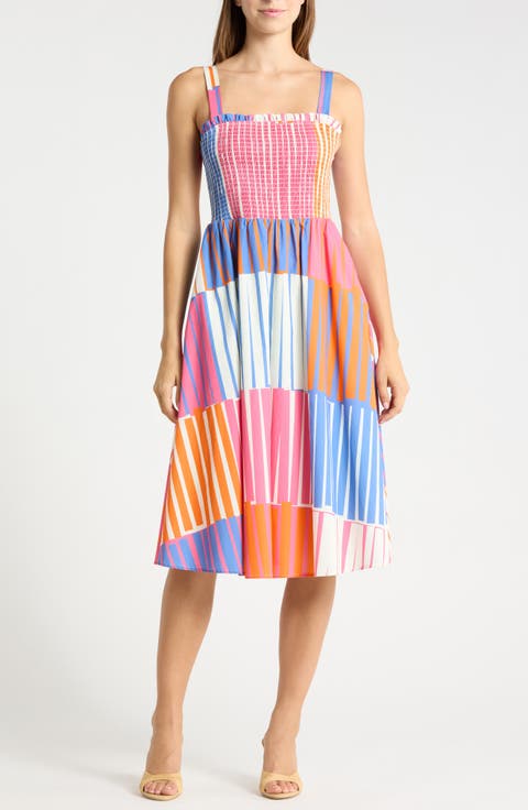 Tristan Colorblock Stripe Cotton Sundress