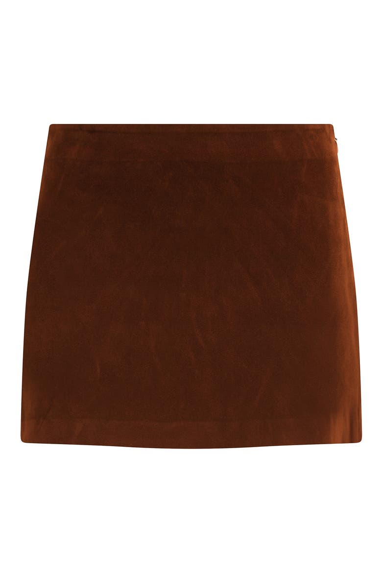 Faux Suede Miniskirt, Alternate, color, CHESTNUT