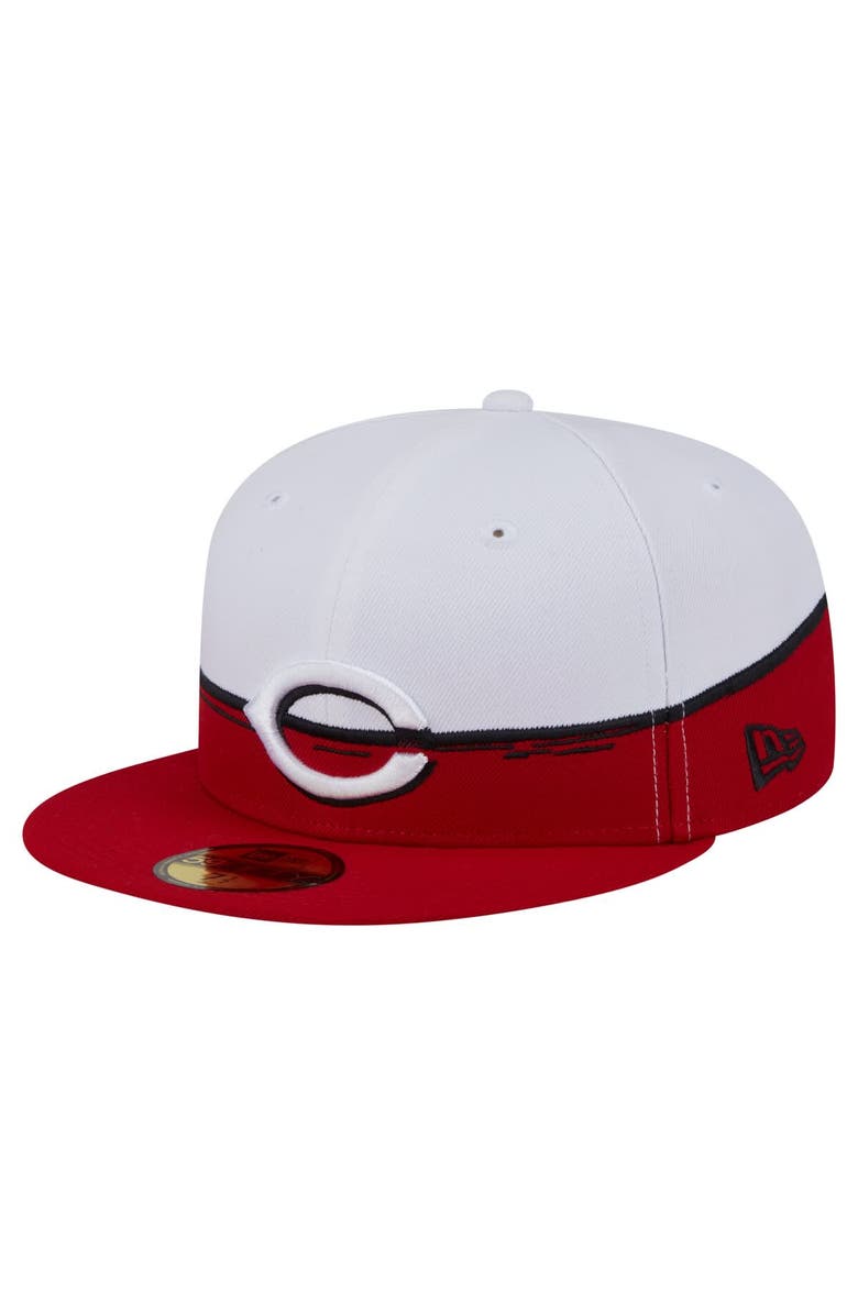 New Era Men's New Era  Red/White Cincinnati Reds Paint Stroke 59FIFTY Fitted Hat, Main, color, Red