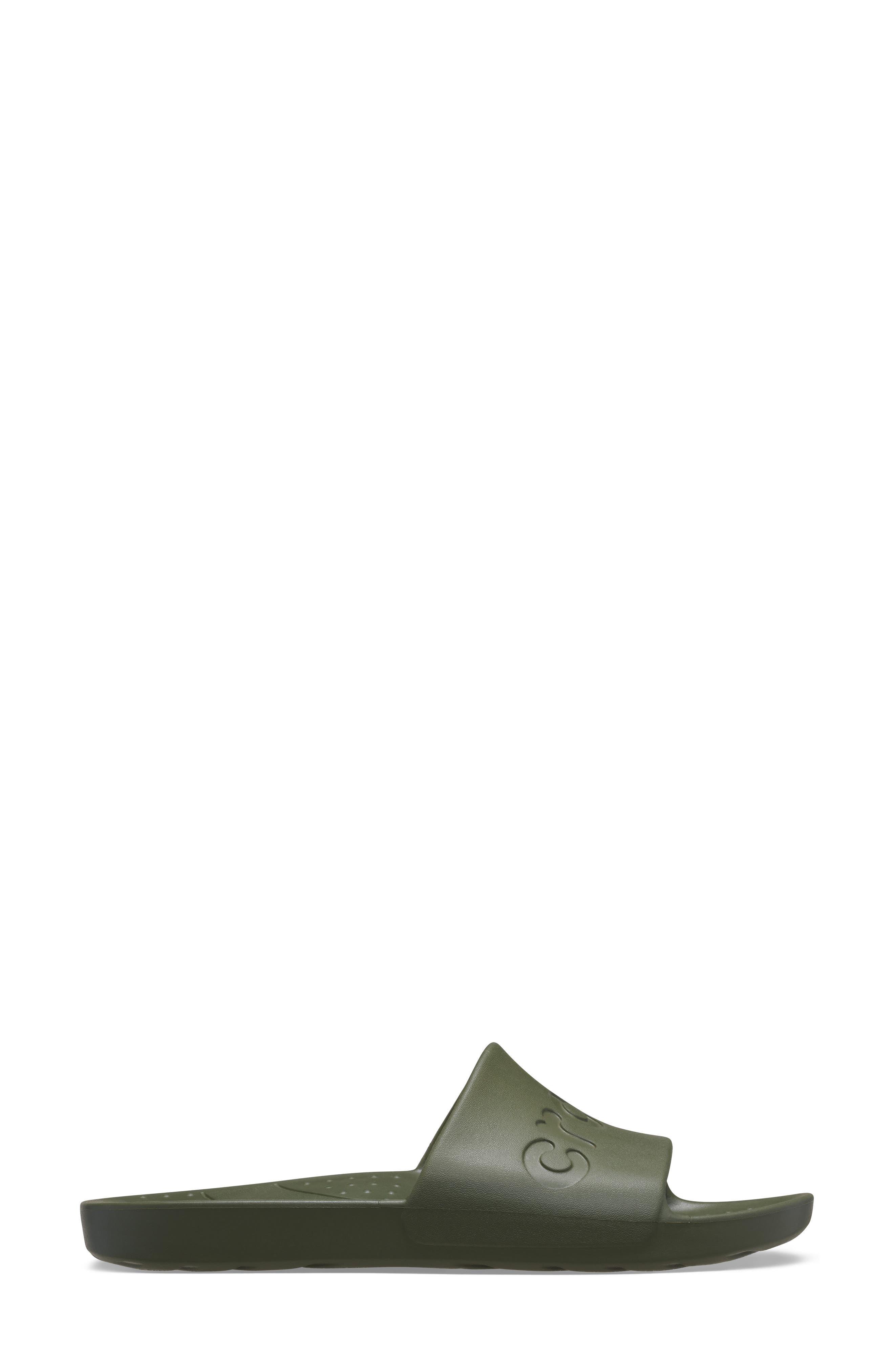 CROCS Gender Inclusive Logo Slide Sandal, Alternate, color, Army Green