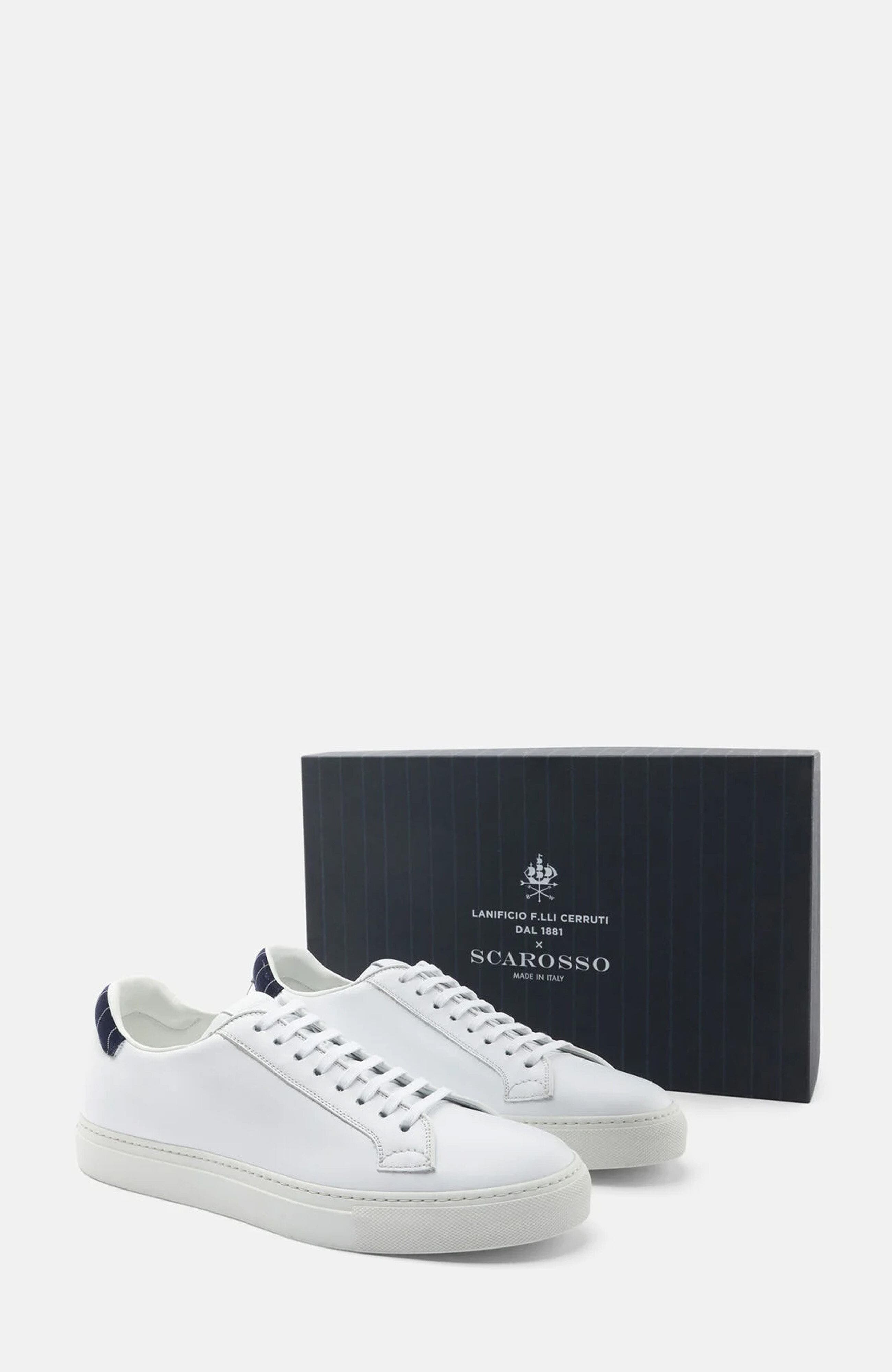 SCAROSSO Pinstripe Sneakers, Alternate, color, White - Calf