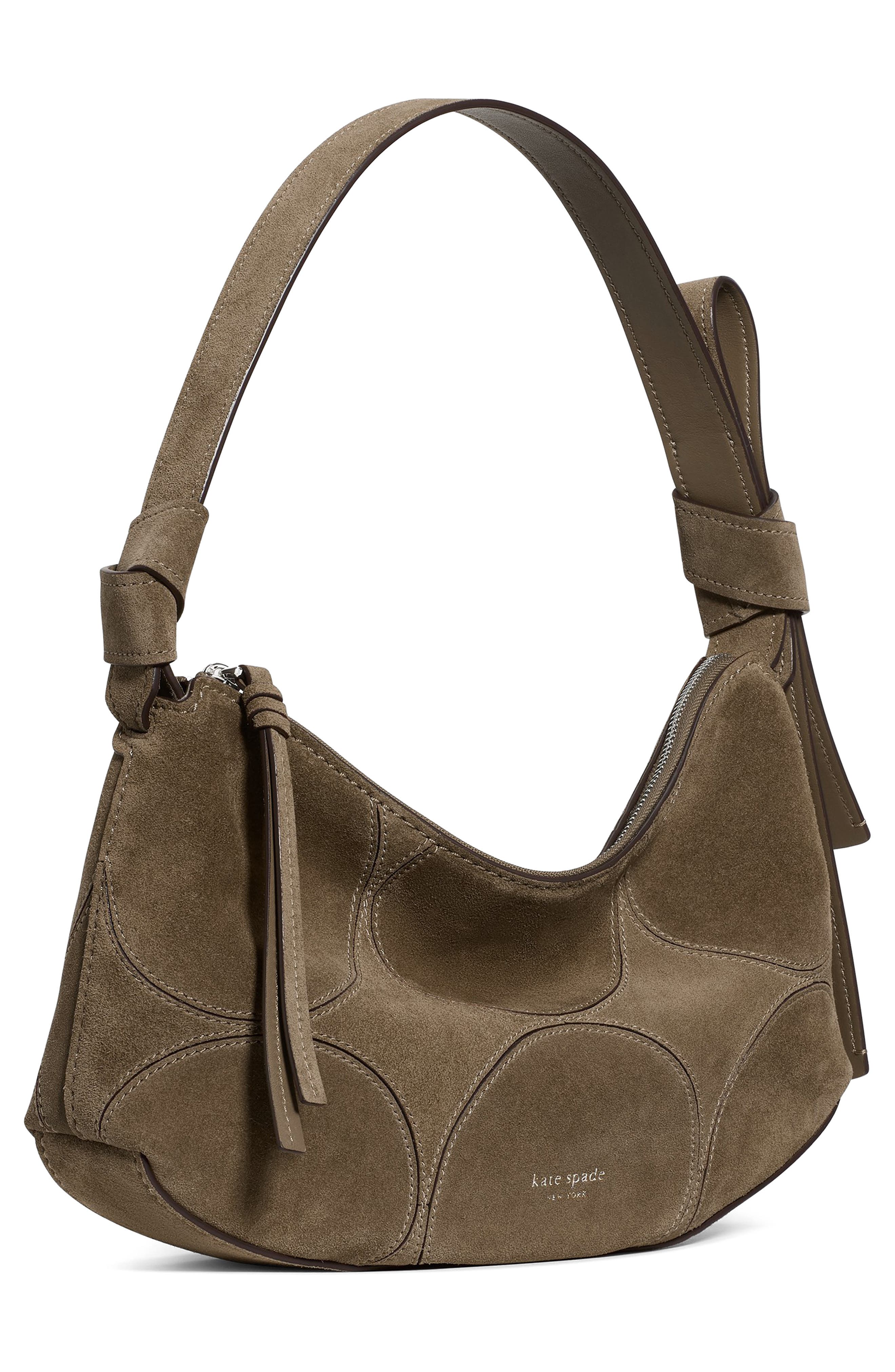 Loop Dot Patchwork Suede Shoulder Bag, Alternate, color, DRIFTWOOD