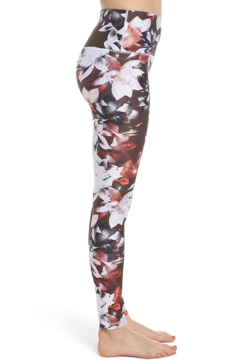 Print Slick High Waist Leggings, Alternate, color, RUST MADDER FLORAL PRINT