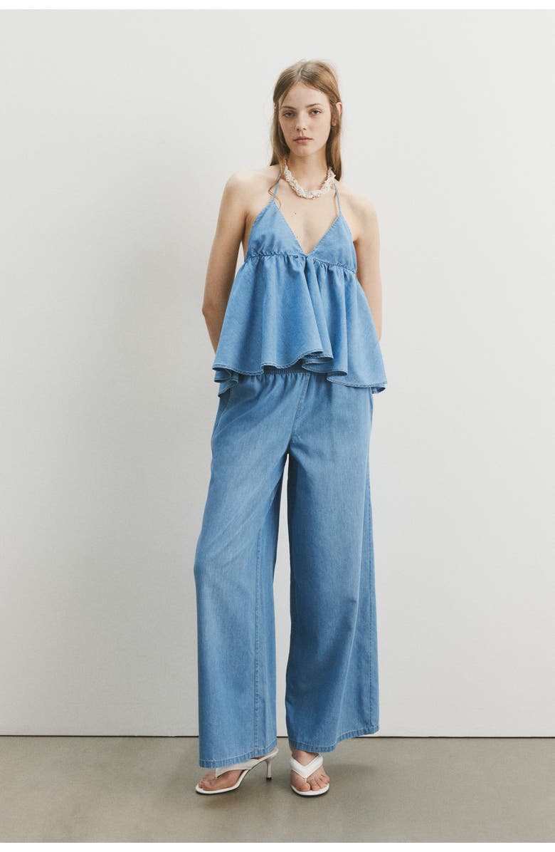 H&M Pull-on Denim Trousers, Alternate, color, Light Denim Blue