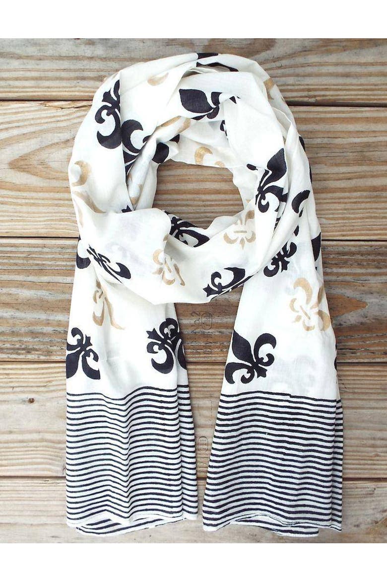 Fleur de Lis Scarf, Alternate, color, White