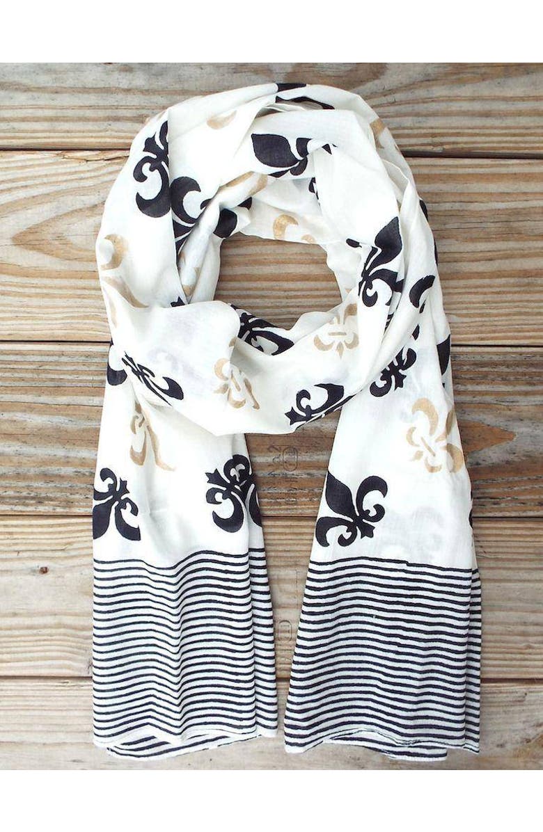 Passion Lilie Fleur de Lis Scarf, Alternate, color, White