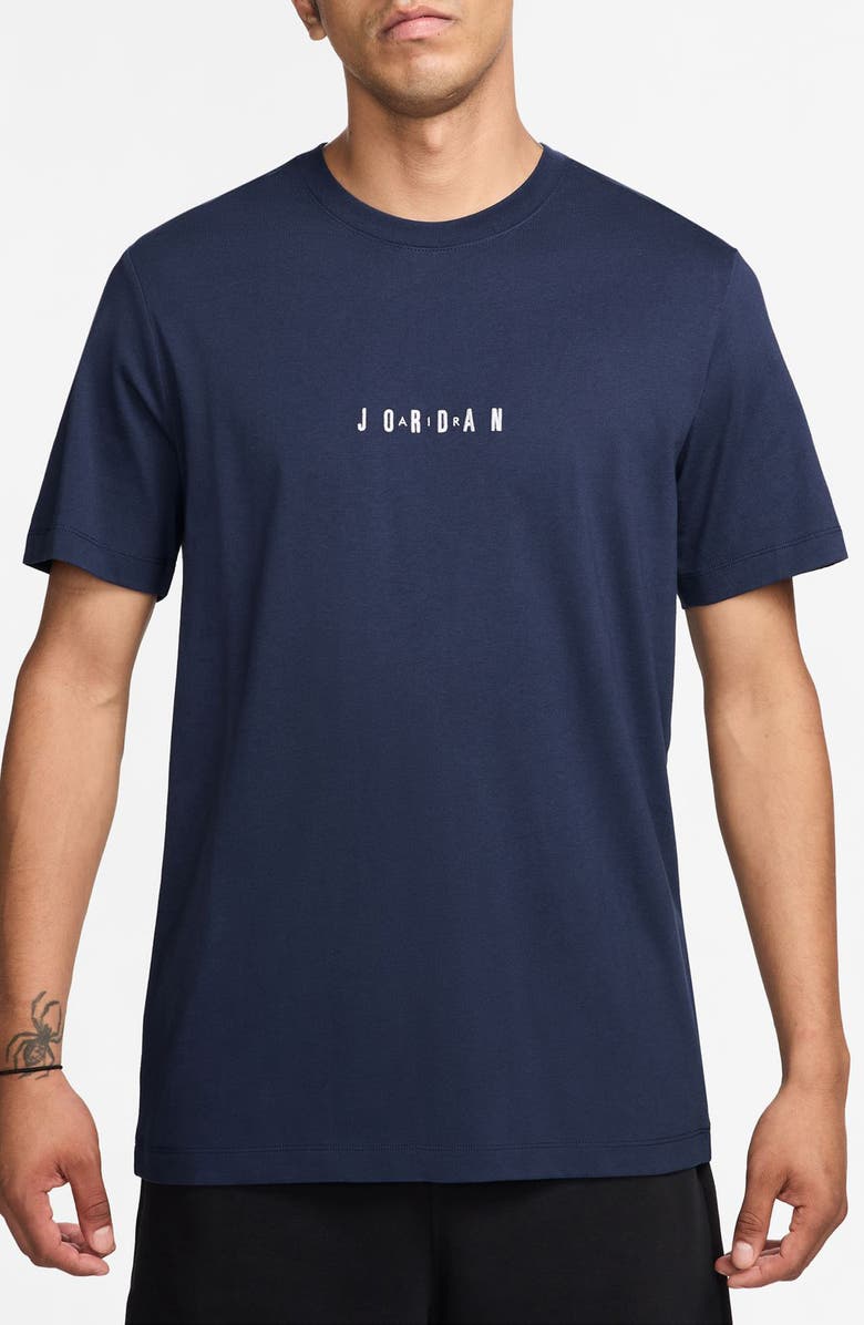 Nike Jordan Embroidered Crewneck T-Shirt, Main, color, Midnight Navy/ White