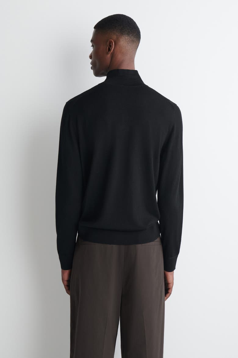 Merino Wool Zip-up Mock-neck Sweater, Alternate, color, BLACK