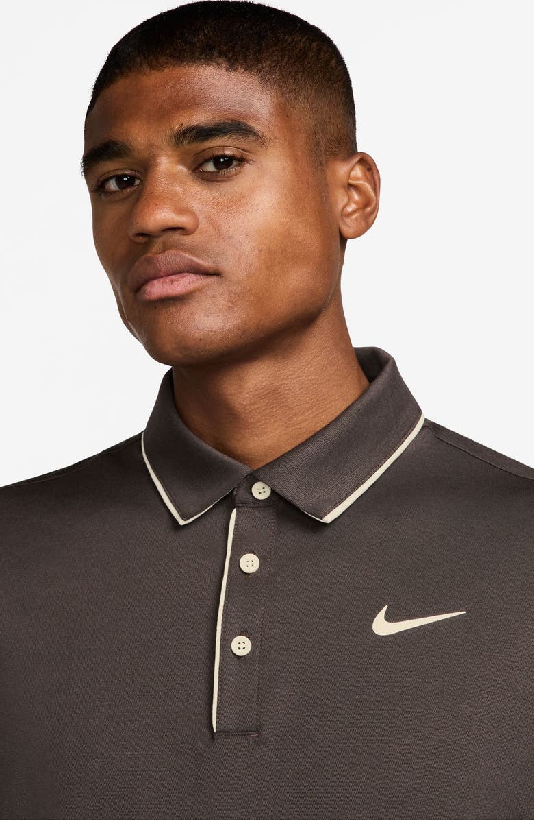 Nike Golf Dri-FIT Tour Tipped Piqué Golf Polo, Alternate, color, Baroque Brown/ Pale Ivory