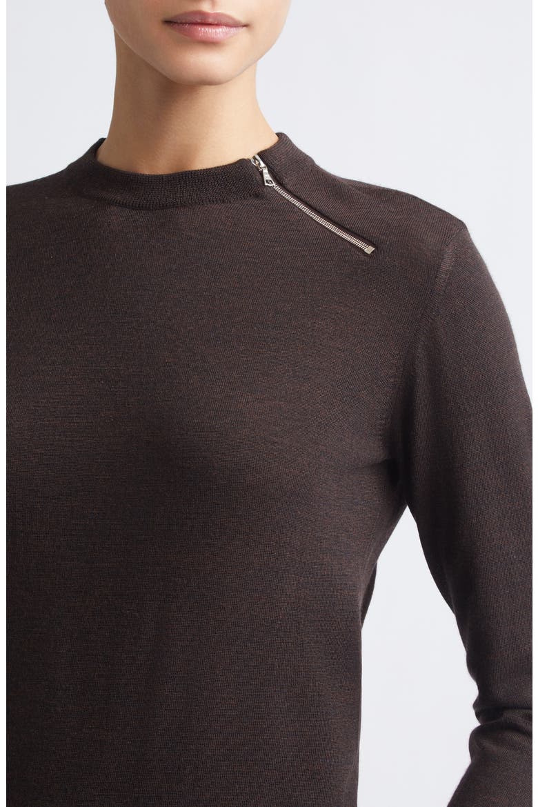Bea Zip Virgin Wool Sweater, Alternate, color, ESPRESSO